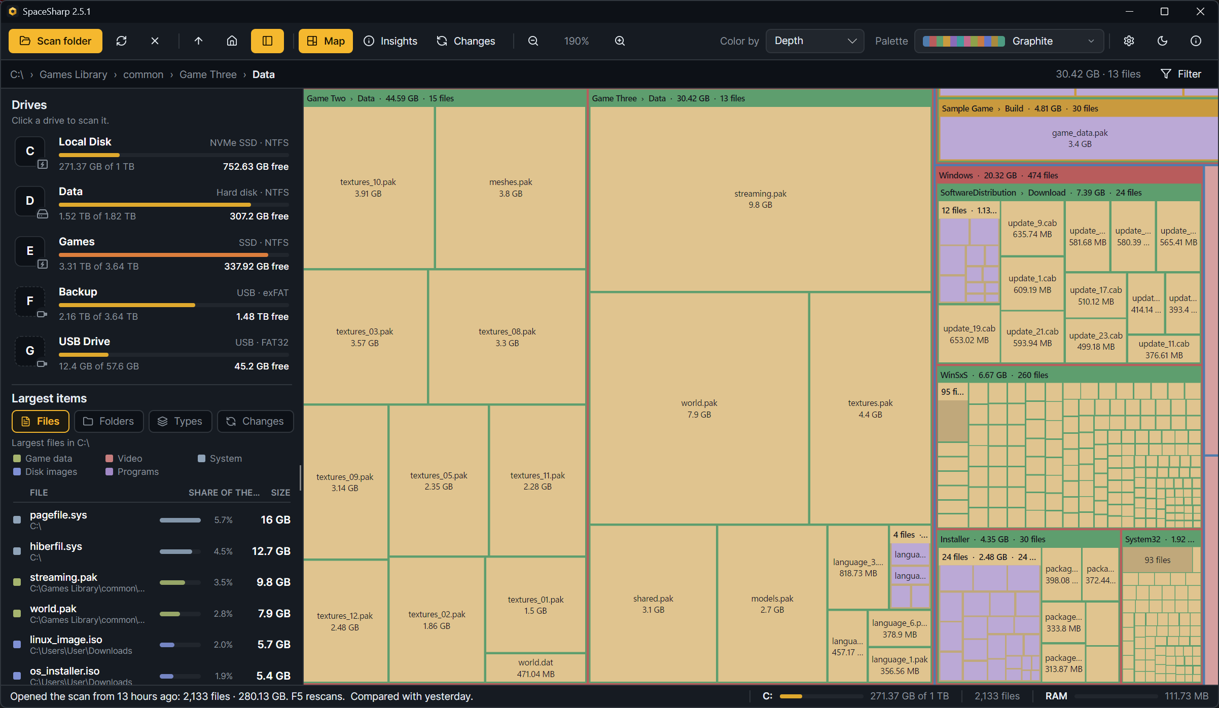 The map zoomed three folders down, with the crumbs in the path row above it